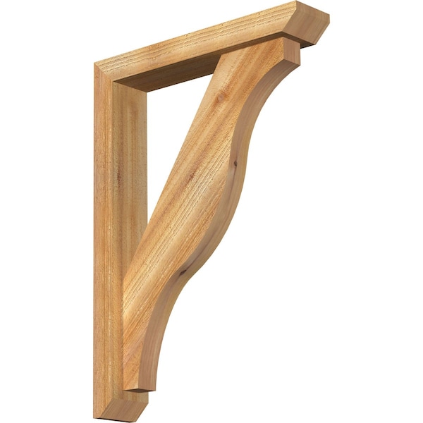 Ekena Millwork Funston Slat Rough Sawn Bracket w/ Offset Brace, Western Red Cedar, 4"W x 20"D x 28"H BKT0402X20X28FST06RWR - main